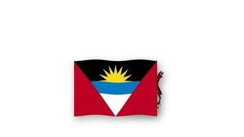 Antígua e barbuda animado vídeo levantando a bandeira e emblema, introdução do a nome país Alto resolução. video