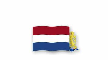 Nederland geanimeerd video verhogen de vlag en embleem, invoering van de naam land hoog oplossing.