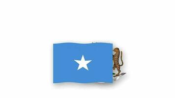 Somalia animado vídeo levantamiento el bandera y emblema, Introducción de el nombre país alto resolución. video