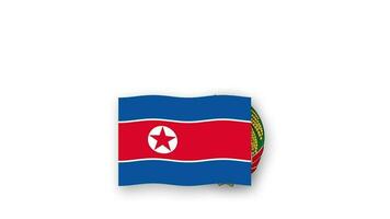 North Korea animated video raising the flag and Emblem, introduction of the name country high Resolution.