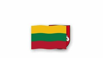 Lithuania animated video raising the flag and Emblem, introduction of the name country high Resolution.