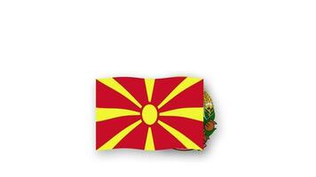 North Macedonia animated video raising the flag and Emblem, introduction of the name country high Resolution.