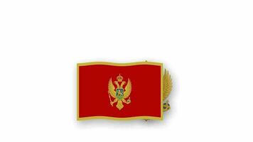 Montenegro geanimeerd video verhogen de vlag en embleem, invoering van de naam land hoog oplossing.