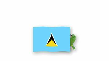 Saint Lucia animated video raising the flag and Emblem, introduction of the name country high Resolution.