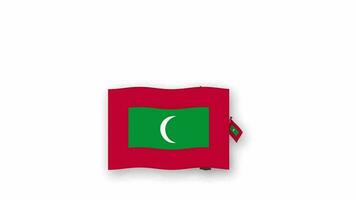 Maldivas animado vídeo levantando a bandeira e emblema, introdução do a nome país Alto resolução. video