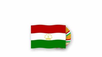 Tajikistan animated video raising the flag and Emblem, introduction of the name country high Resolution.