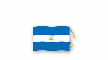 Nicaragua animated video raising the flag and Emblem, introduction of the name country high Resolution.