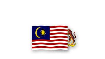 Malaysia animated video raising the flag and Emblem, introduction of the name country high Resolution.