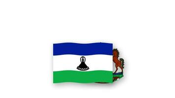 lesotho animerad video höjning de flagga och emblem, introduktion av de namn Land hög upplösning.