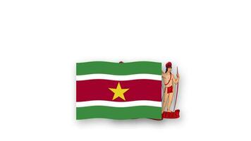 suriname animerad video höjning de flagga och emblem, introduktion av de namn Land hög upplösning.