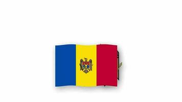 Moldova animado vídeo levantando a bandeira e emblema, introdução do a nome país Alto resolução. video