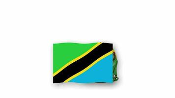 Tanzania geanimeerd video verhogen de vlag en embleem, invoering van de naam land hoog oplossing.