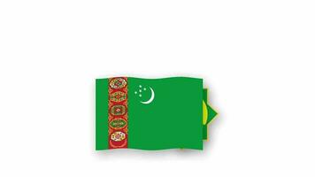 Turkmenistan animiert Video erziehen das Flagge und Emblem, Einführung von das Name Land hoch Auflösung.