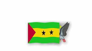 Sao Tome and Principe animated video raising the flag and Emblem, introduction of the name country high Resolution.