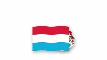 Luxemburg geanimeerd video verhogen de vlag en embleem, invoering van de naam land hoog oplossing.