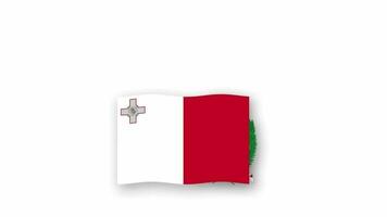 Malta animated video raising the flag and Emblem, introduction of the name country high Resolution.