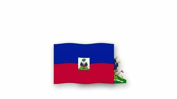 Haiti animated video raising the flag and Emblem, introduction of the name country high Resolution.