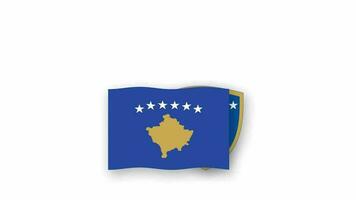 Kosovo geanimeerd video verhogen de vlag en embleem, invoering van de naam land hoog oplossing.