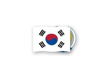 South Korea animated video raising the flag and Emblem, introduction of the name country high Resolution.