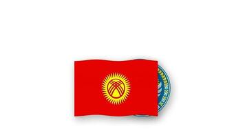 Kirgizië geanimeerd video verhogen de vlag en embleem, invoering van de naam land hoog oplossing.