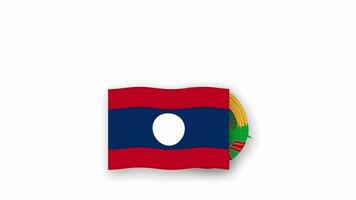 Laos animated video raising the flag and Emblem, introduction of the name country high Resolution.