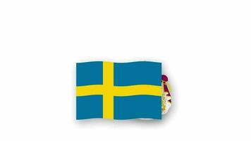 Sweden animated video raising the flag and Emblem, introduction of the name country high Resolution.