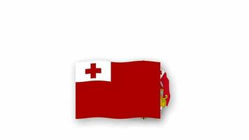 Tonga geanimeerd video verhogen de vlag en embleem, invoering van de naam land hoog oplossing.