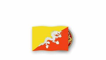 bhutan animerad video höjning de flagga och emblem, introduktion av de namn Land hög upplösning.