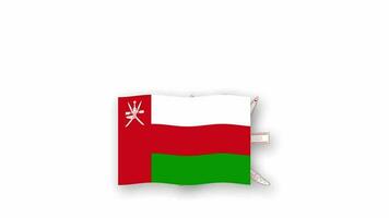 oman animerad video höjning de flagga och emblem, introduktion av de namn Land hög upplösning.