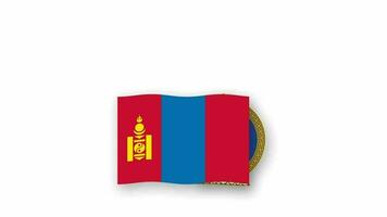 Mongolia animado vídeo levantamiento el bandera y emblema, Introducción de el nombre país alto resolución. video