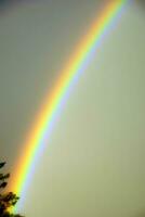 Rainbow against dark threatening sky photo