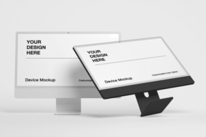 Computer mockup with natural, clean and minimal background. psd