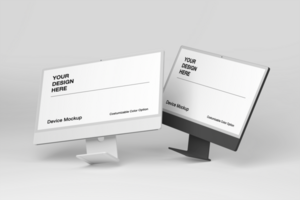 3d computer mockup with realistic and minimal background psd