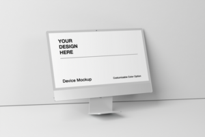 Computer device mockup with minimalist background psd