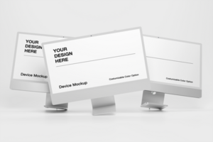 Computer mockup on modern minimal background. psd