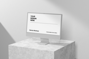 Computer mockup with shadow and modern background. psd