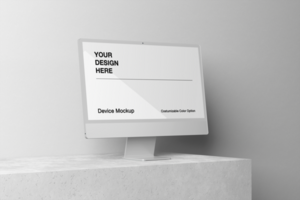 computer mockup with wall shadow background and realistic scene psd