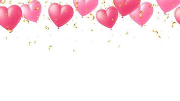 Balloon heart Valentine day or wedding invitation, festive decoration banner vector