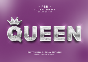 drottning 3d silver- glitter text effekt psd