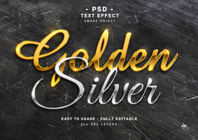 gyllene och silver- text effekt psd