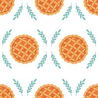Pumpkin pie seamless pattern. Baking, pastry. Hello autumn, Thanksgiving Day. World Pie Day vector