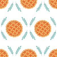 Pumpkin pie seamless pattern. Baking, pastry. Hello autumn, Thanksgiving Day. World Pie Day vector