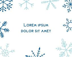 Horizontal frame with snowflakes vector