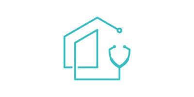 The logo design combines the shape of a house with a stethoscope.clinic or hospital. vector