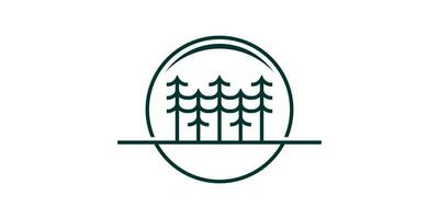 logo design combination of circle shapes with pine trees, forests, icons, vectors, symbols. vector