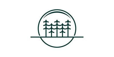 logo design combination of circle shapes with pine trees, forests, icons, vectors, symbols. vector