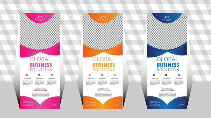 Roll up banner template. layout corporate roll up banner signage standee template. modern clean business banner design. professional banner design.