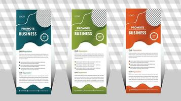 modern design template. set of banners with business. business card template. corporate roll up banner signage standee template vector