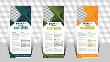 Professional corporate banner design. modern design template. set of banners with business. business card template. corporate roll up banner signage standee template vector