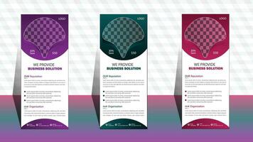 Roll up banner template. layout corporate roll up banner signage standee template. professional corporate roll up banner design. vector